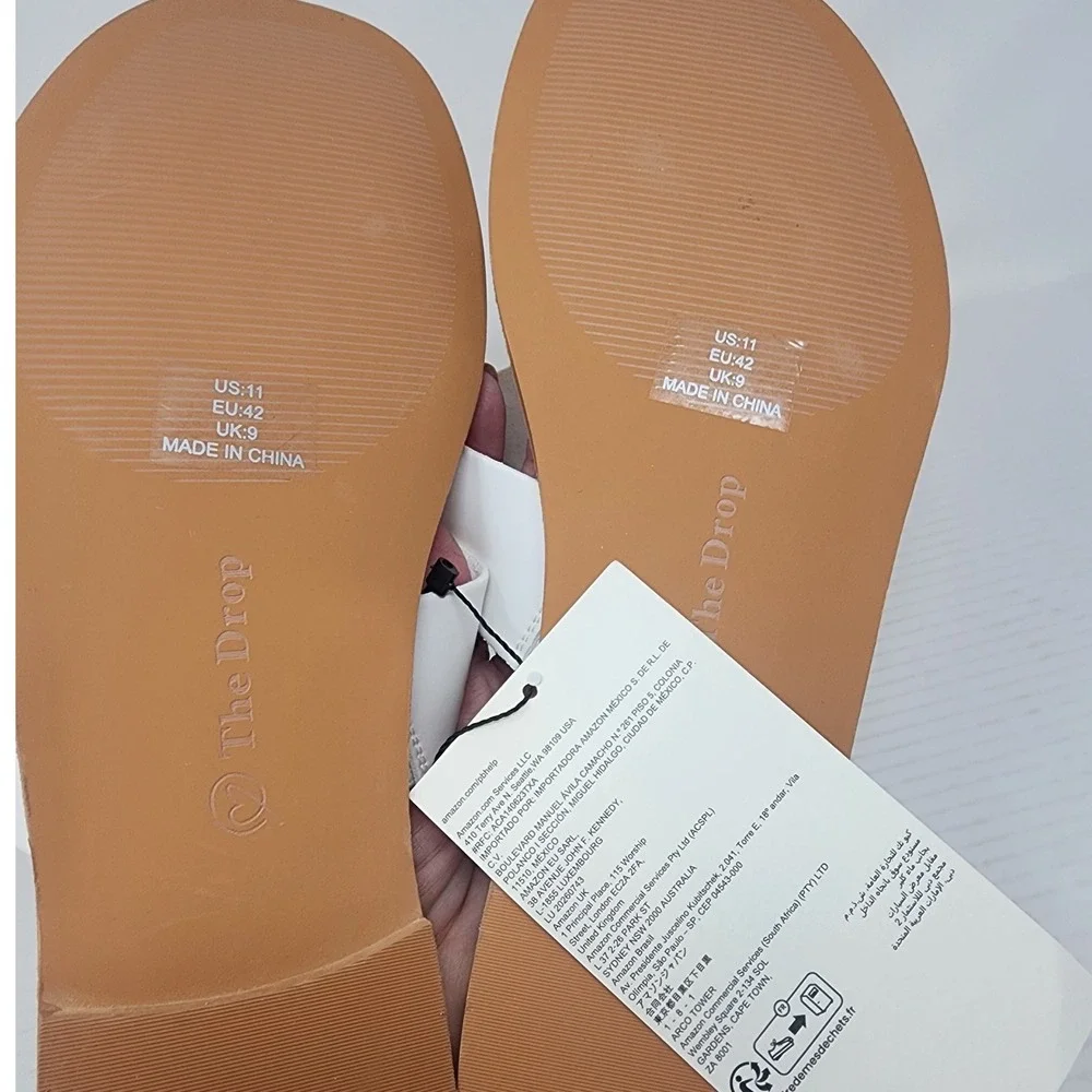 Toe Ring Sandals Women's US 11 White Open Toe Flats Camilla‎ Wide The Drop